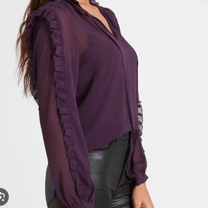Banana Republic ruffle blouse with snap in cami